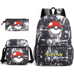 Pokemon Ball Schoolbag Backpack Shoulder Bag Pencil Case set for Kids Students
