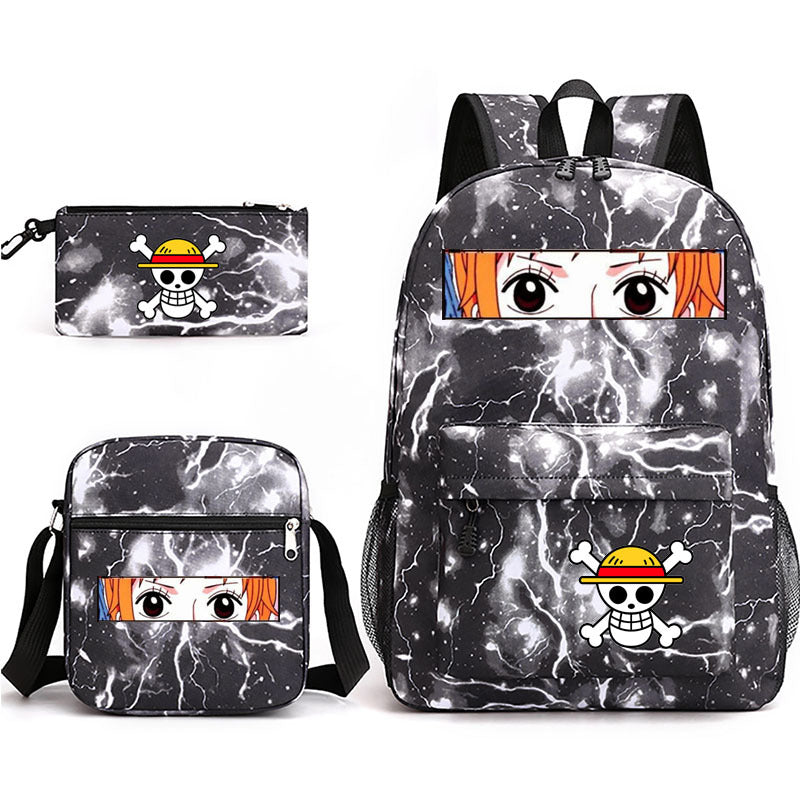 One Piece Luffy Schoolbag Backpack Shoulder Bag Pencil Case set for Kids Students