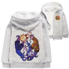 Fnaf Security Breach Sun to Moon Transformation Sundrop Sherpa Lined Hoodie Fleece Sweatshirt Full Zip Hooded Jacket for Kids