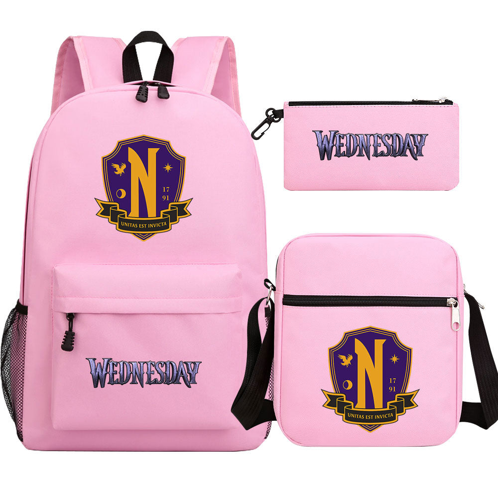 Wednesday Addams Printed Schoolbag Backpack Shoulder Bag Pencil Bag 3pcs set for Kids Students