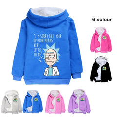 Rick and Morty Sherpa Lined Hoodie Fleece Sweatshirt Full Zip Hooded Jacket for Kids