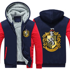 Hufflepuff Unisex Lined Hoodie Fleece Sweatshirt Full Zipper Hooded Thicken Jacket