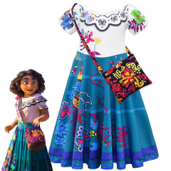 Encanto Mirabel Cosplay Dress With Handbag for Baby Girls Halloween Fancy Skirt