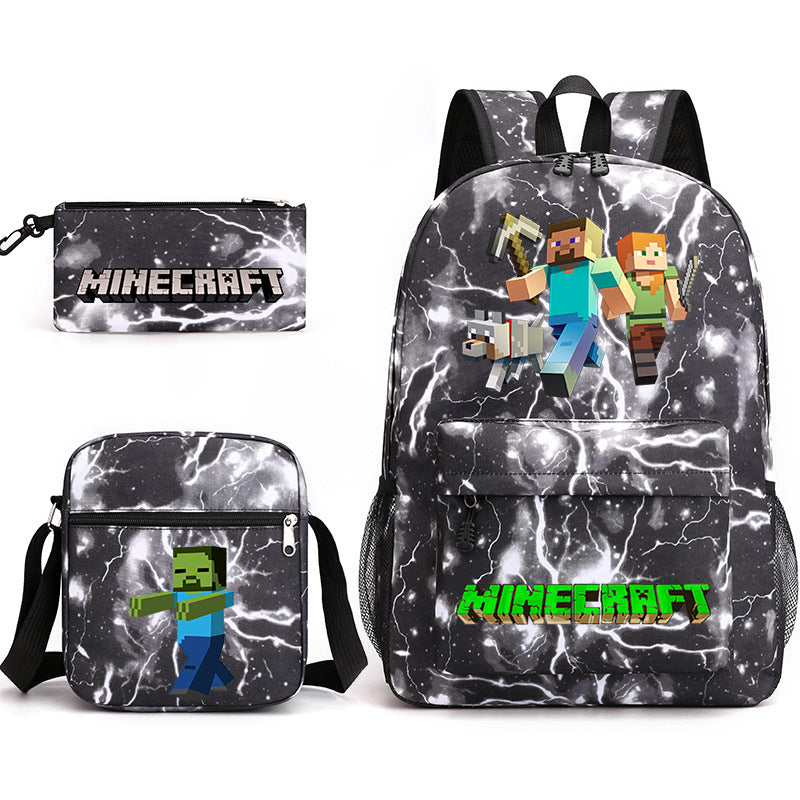 Game Minecraft Schoolbag Backpack Shoulder Bag Pencil Case set for Kids Students