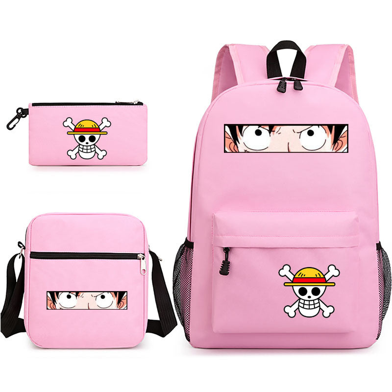 One Piece Luffy Schoolbag Backpack Shoulder Bag Pencil Case set for Kids Students