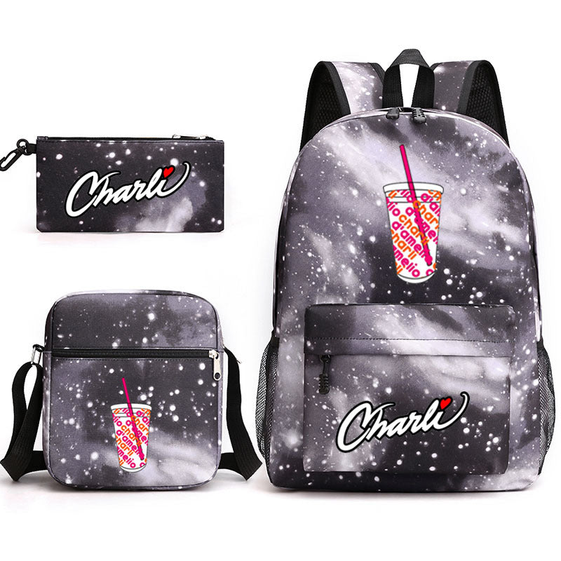 Charlie D'Amelio Schoolbag Backpack Shoulder Bag Pencil Case set for Kids Students
