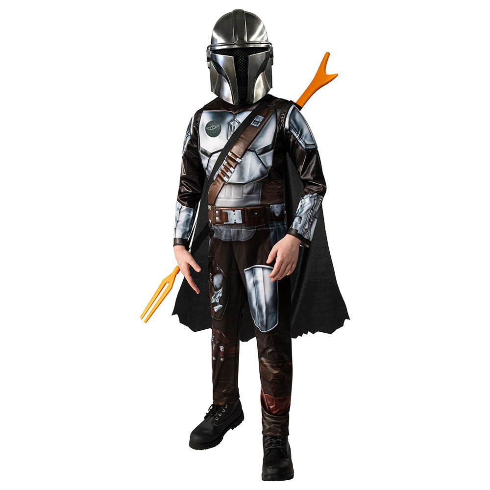 Bounty Hunter Mandalorian Cosplay Costume with Mask Boys Girls Bodysuit Halloween Fancy Jumpsuits