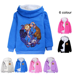 Fnaf Security Breach Sun to Moon Transformation Sundrop Sherpa Lined Hoodie Fleece Sweatshirt Full Zip Hooded Jacket for Kids