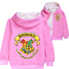 Hogwarts Sherpa Lined Hoodie Fleece Sweatshirt Full Zip Jacket for Kids