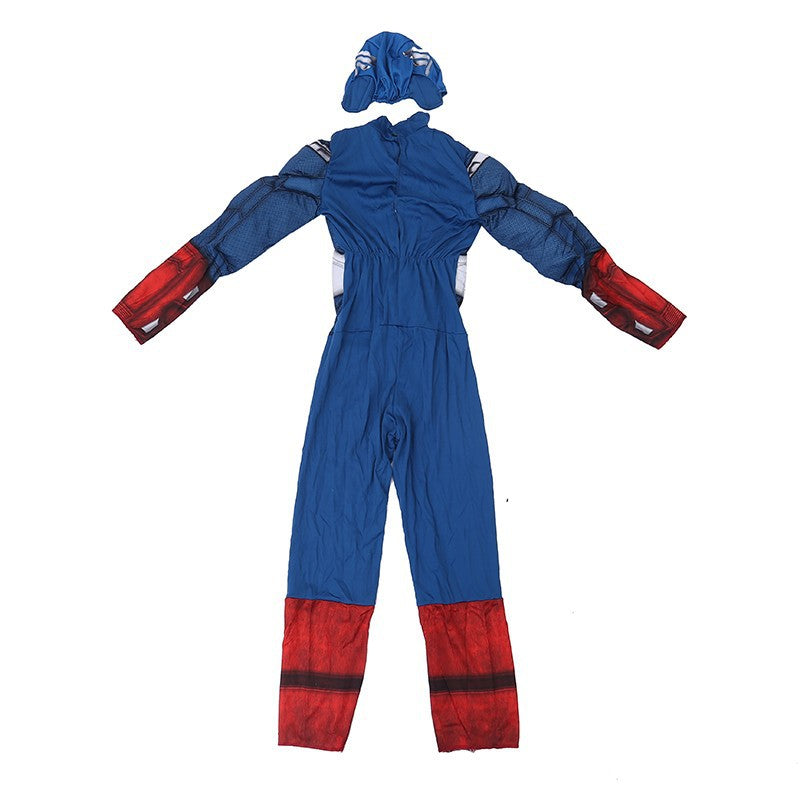 Captain America Cosplay Costume with Mask Boys Girls Bodysuit Kids Halloween Fancy Jumpsuits