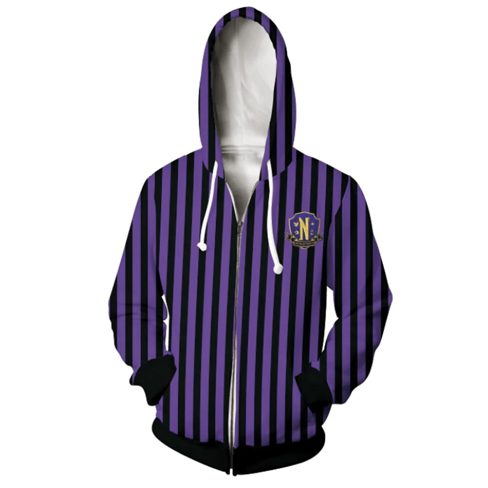 Wednesday Addams Men Women Casual Zipper Sweater Sweatshirt Jacket Coat