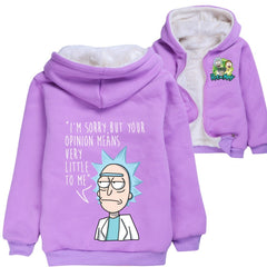 Rick and Morty Sherpa Lined Hoodie Fleece Sweatshirt Full Zip Hooded Jacket for Kids