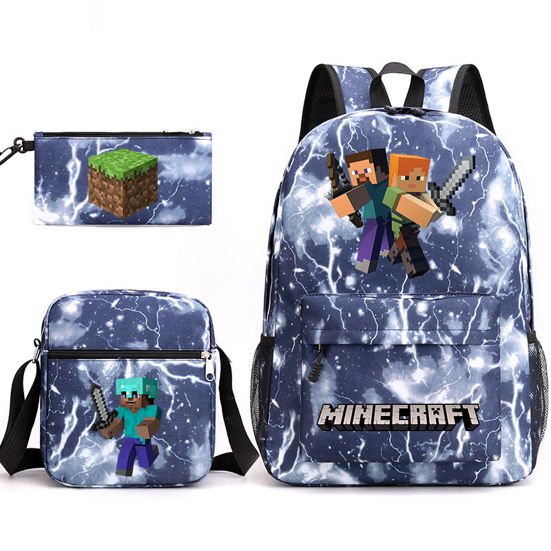Game Minecraft Schoolbag Backpack Shoulder Bag Pencil Case set for Kids Students