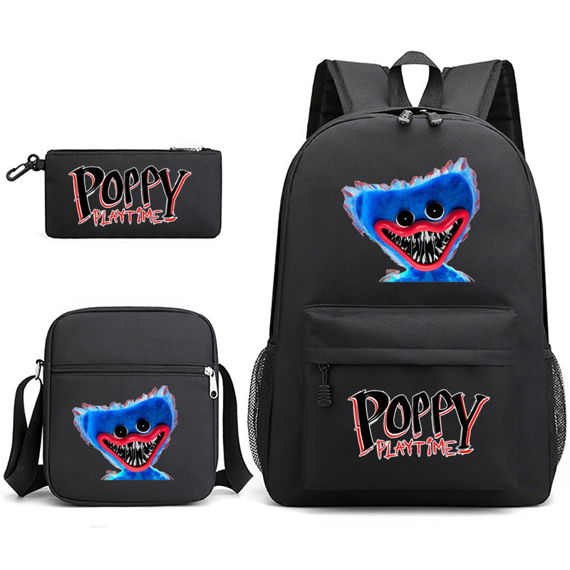 Poppy Playtime Huggy Wuggy Printed Schoolbag Backpack Shoulder Bag Pencil Bag 3pcs set for Kids Students