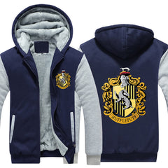 Hufflepuff Unisex Lined Hoodie Fleece Sweatshirt Full Zipper Hooded Thicken Jacket