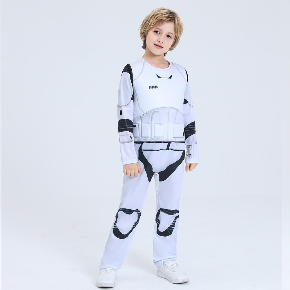 Star Wars Stormtrooper Cosplay Costume with Mask Boys Girls Bodysuit Kids Halloween Fancy Jumpsuits