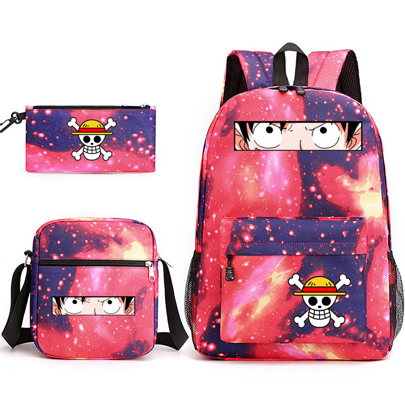 One Piece Luffy Schoolbag Backpack Shoulder Bag Pencil Case set for Kids Students