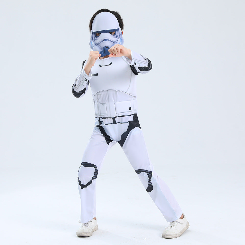 Star Wars Stormtrooper Cosplay Costume with Mask Boys Girls Bodysuit Kids Halloween Fancy Jumpsuits