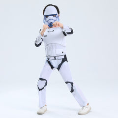 Star Wars Stormtrooper Cosplay Costume with Mask Boys Girls Bodysuit Kids Halloween Fancy Jumpsuits