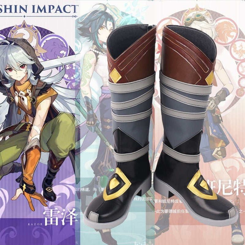 Genshin Impact Razor Xiao Bennett Cosplay Shoes Boots Customized