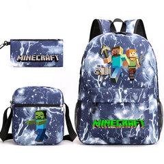 Game Minecraft Schoolbag Backpack Shoulder Bag Pencil Case set for Kids Students