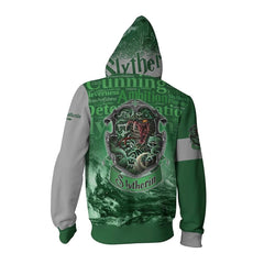 Hogwarts Slytherin 3D Printed Zipper Hoodie Sweater Unisex Sweatshirt Coat