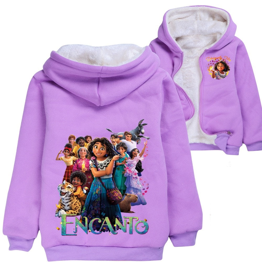 Encanto Sherpa Lined Hoodie Fleece Sweatshirt Full Zip Jacket for Kids