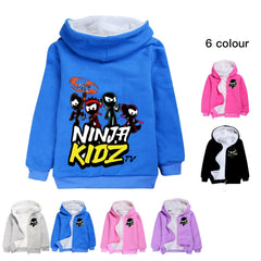 Ninja Kids Sherpa Lined Hoodie Fleece Sweatshirt Full Zip Hooded Jacket for Kids